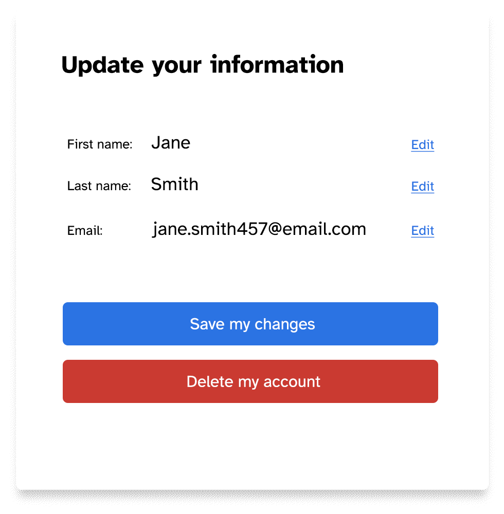 Screenshot of a form where the panellist can update their own data in the panel