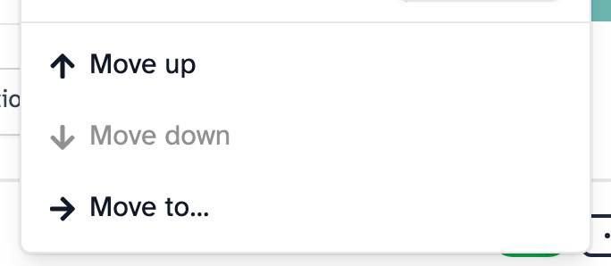 The question's menu, showing Move up, Move down and Move to…