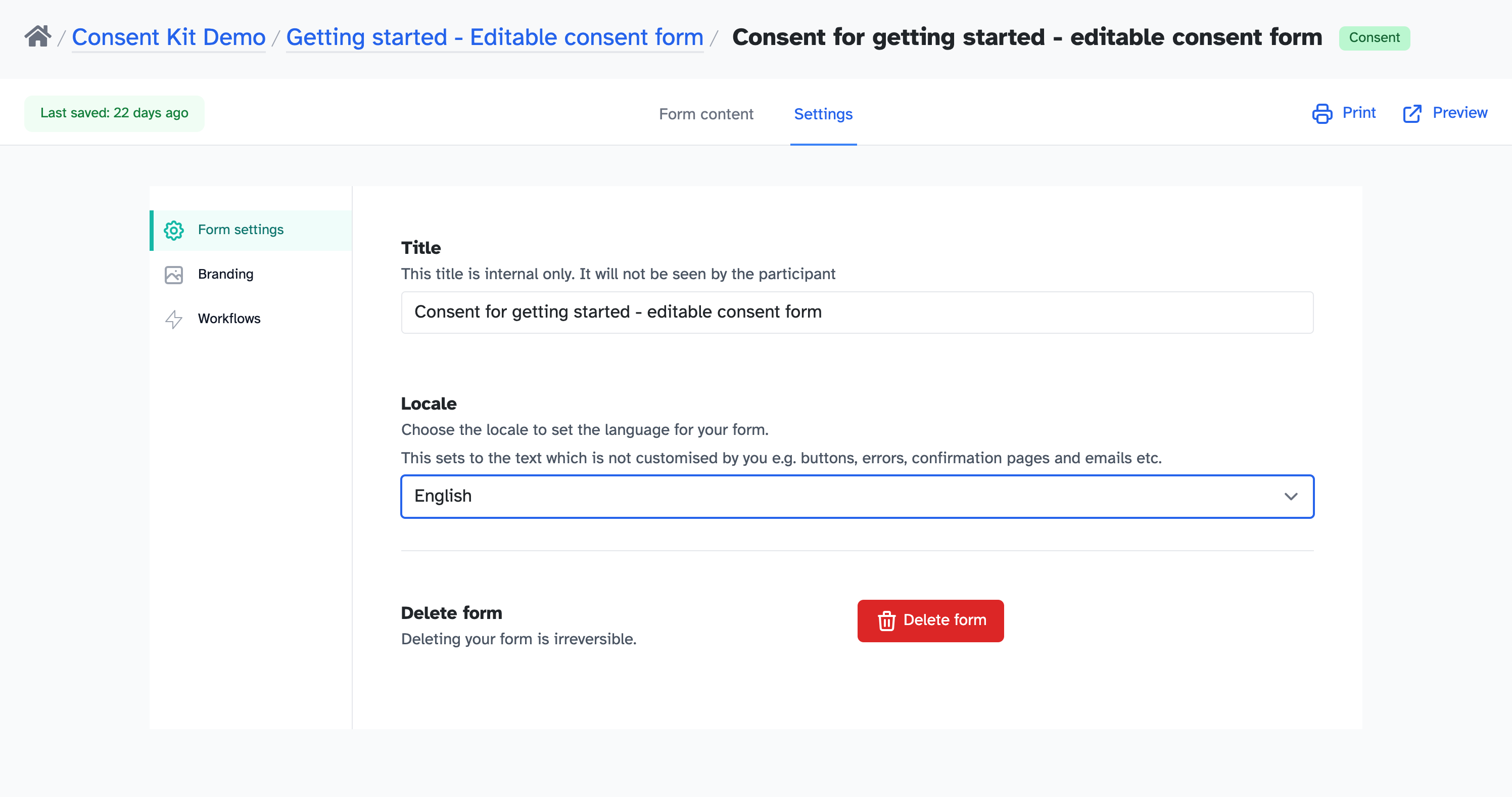 How to set the language for your form