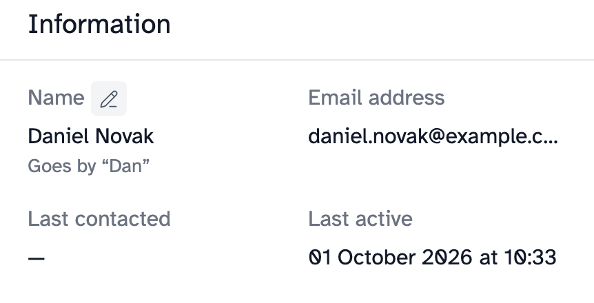 A profile showing Daniel Novak, and underneath, Goes by "Dan"