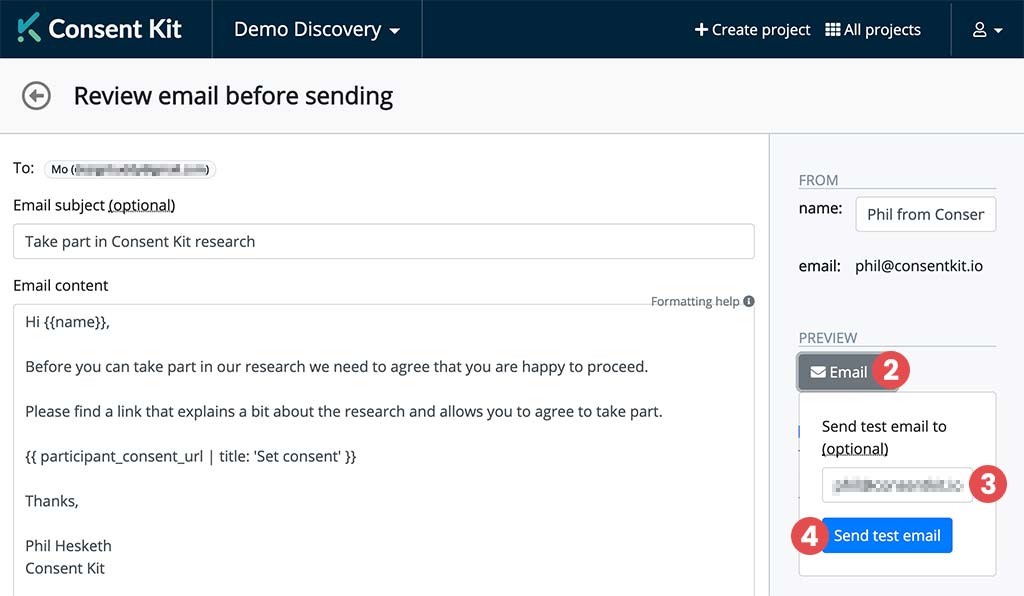 Share for review, step 2, 3 and 4
