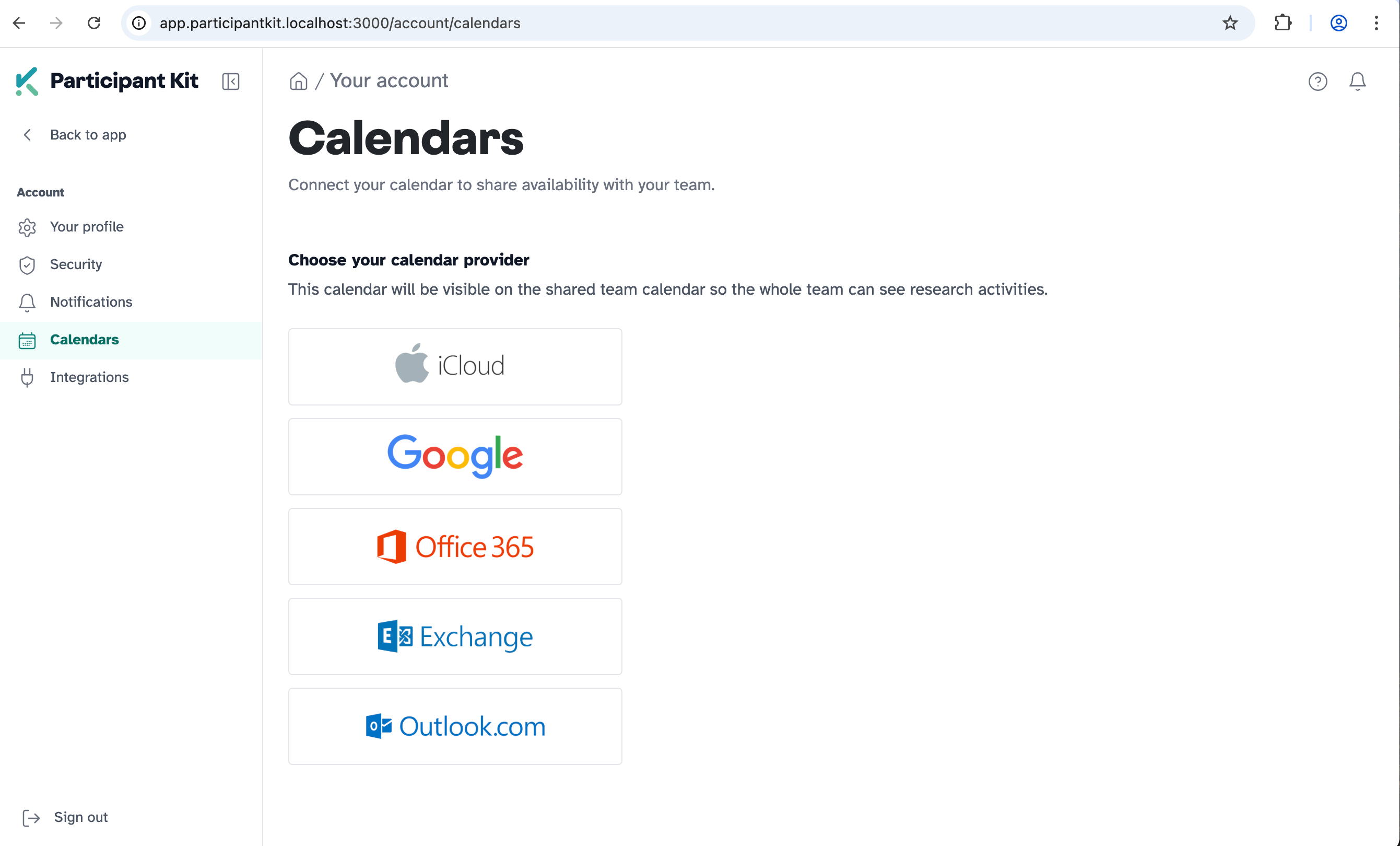 Early look at calendaring in Participant Kit